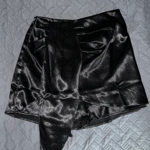 Black silk skort